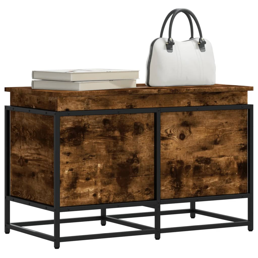 Opbergbox met deksel 80x40x51,5 cm bewerkt hout gerookt eiken is nu te koop bij PeponiXL, paradijselijk wonen!