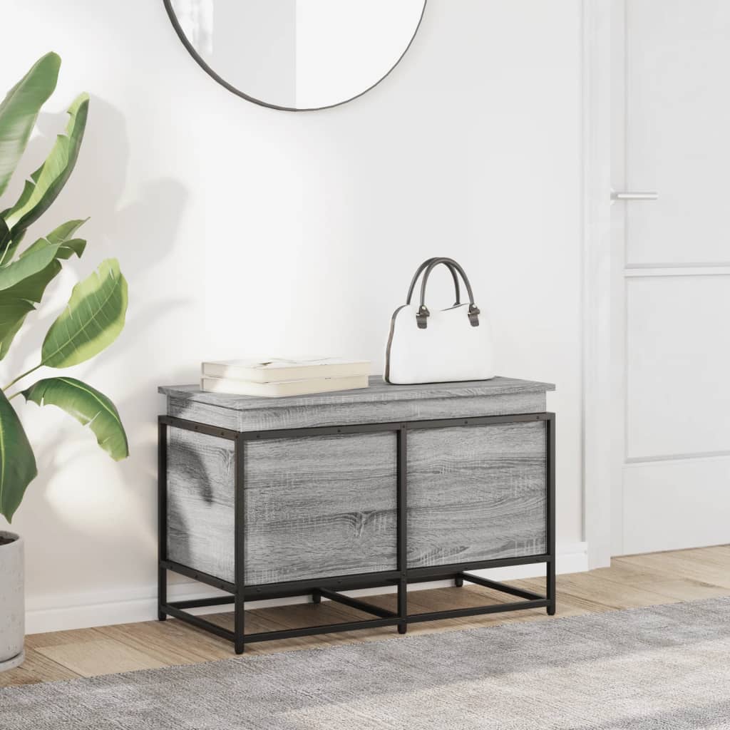 Opbergbox met deksel 80x40x51,5 cm bewerkt hout grijs sonoma is nu te koop bij PeponiXL, paradijselijk wonen!