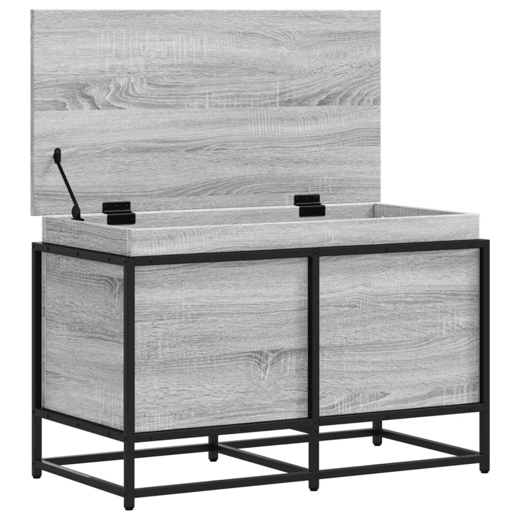 Opbergbox met deksel 80x40x51,5 cm bewerkt hout grijs sonoma is nu te koop bij PeponiXL, paradijselijk wonen!