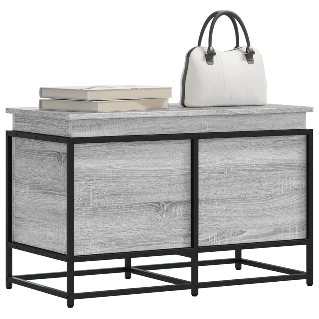 Opbergbox met deksel 80x40x51,5 cm bewerkt hout grijs sonoma is nu te koop bij PeponiXL, paradijselijk wonen!