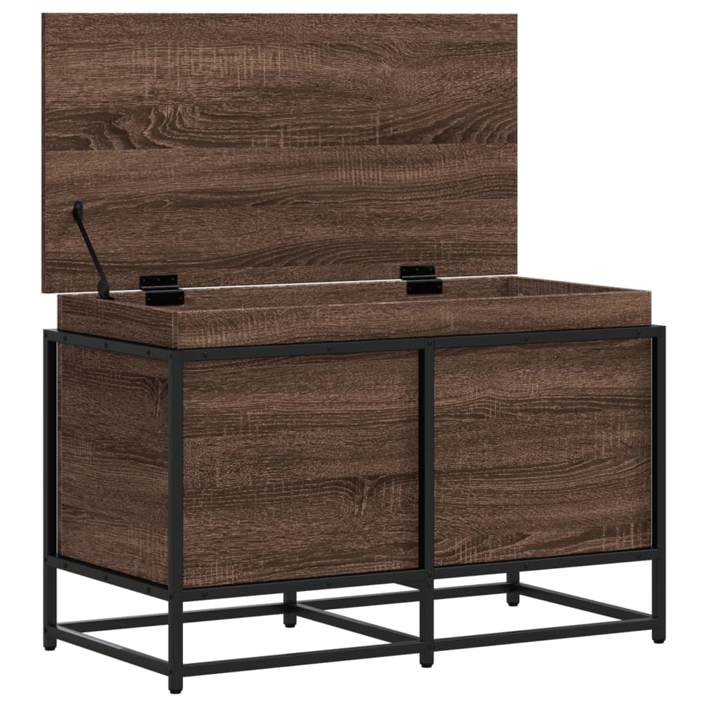 Opbergbox met deksel 80x40x51,5 cm bewerkt hout bruin eiken is nu te koop bij PeponiXL, paradijselijk wonen!
