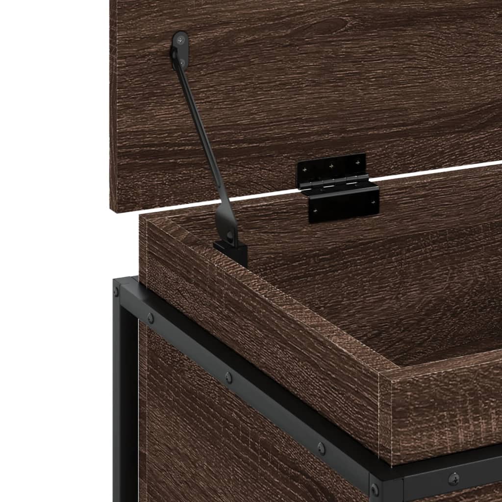 Opbergbox met deksel 80x40x51,5 cm bewerkt hout bruin eiken is nu te koop bij PeponiXL, paradijselijk wonen!
