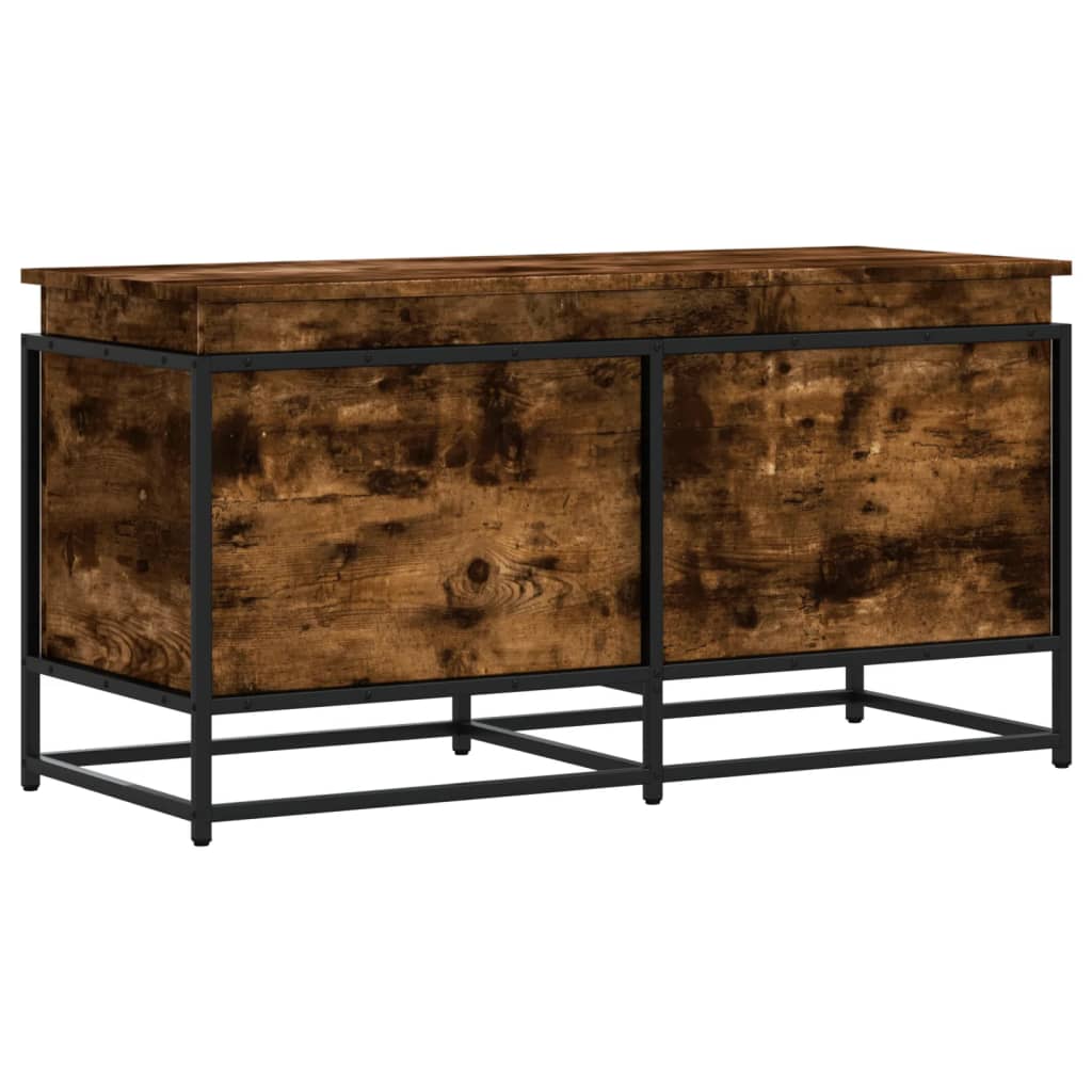 Opbergbox met deksel 100x40x51,5 cm bewerkt hout gerookt eiken is nu te koop bij PeponiXL, paradijselijk wonen!