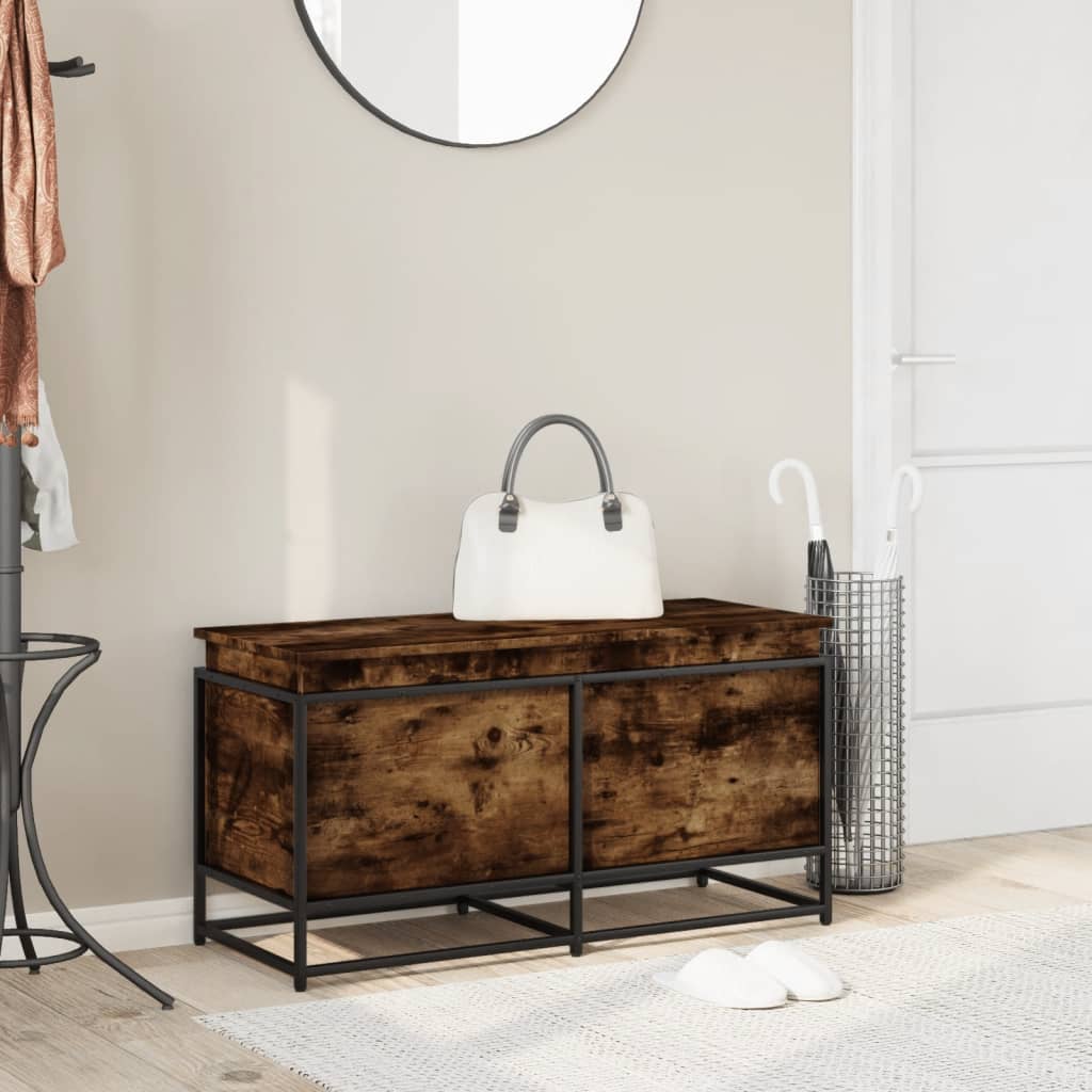 Opbergbox met deksel 100x40x51,5 cm bewerkt hout gerookt eiken is nu te koop bij PeponiXL, paradijselijk wonen!
