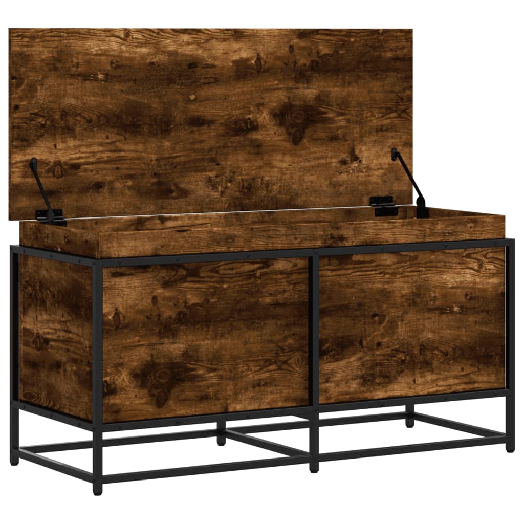 Opbergbox met deksel 100x40x51,5 cm bewerkt hout gerookt eiken is nu te koop bij PeponiXL, paradijselijk wonen!