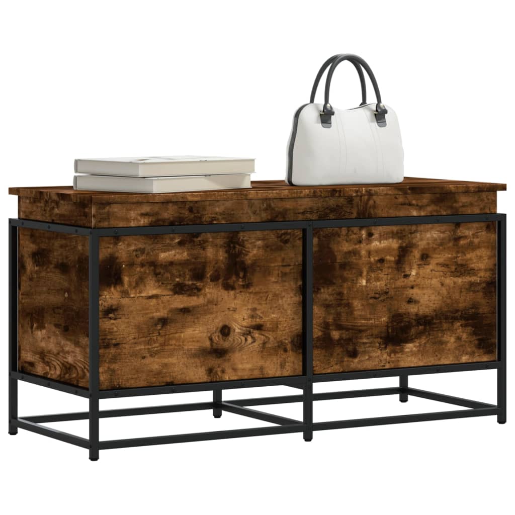 Opbergbox met deksel 100x40x51,5 cm bewerkt hout gerookt eiken is nu te koop bij PeponiXL, paradijselijk wonen!