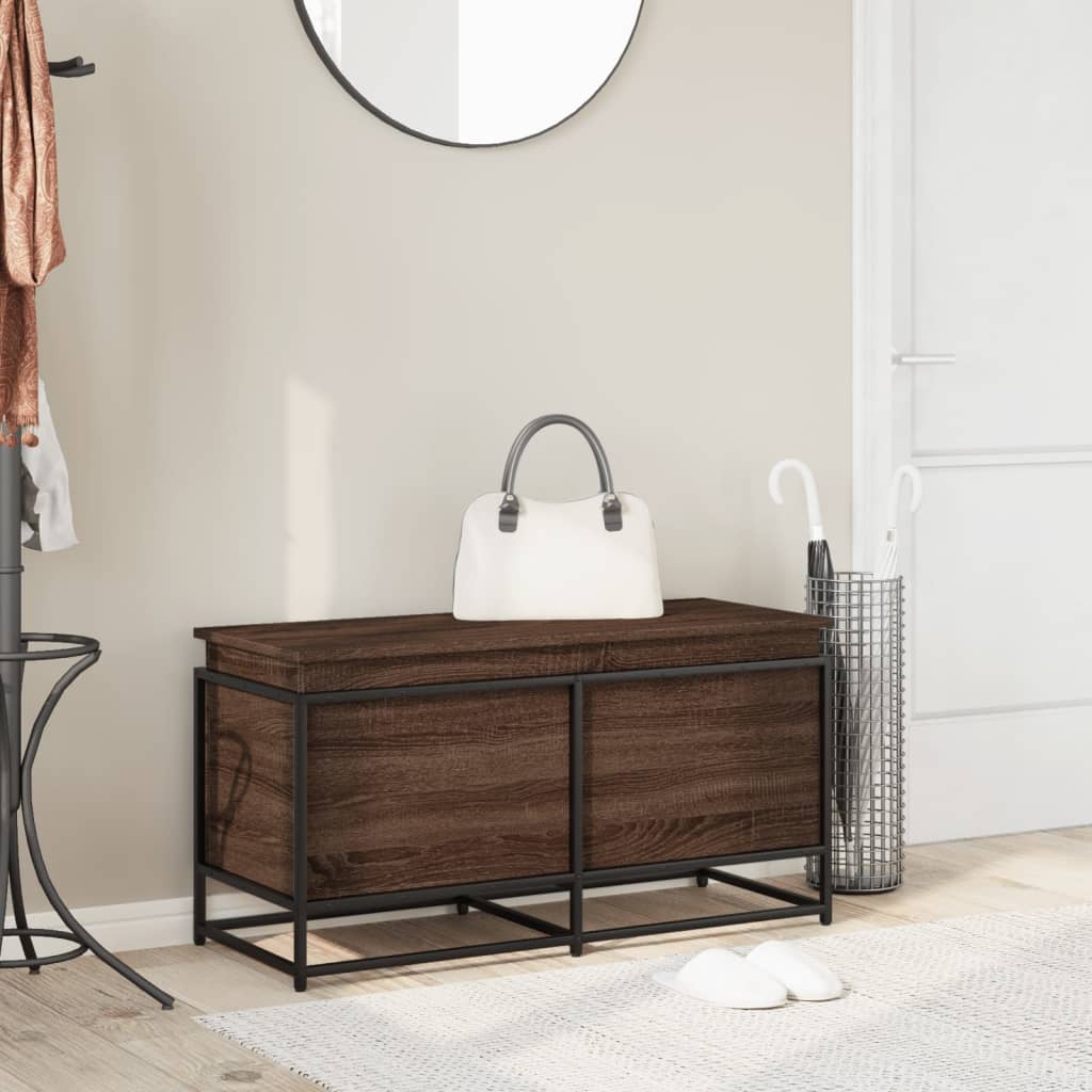 Opbergbox met deksel 100x40x51,5 cm bewerkt hout bruin eiken is nu te koop bij PeponiXL, paradijselijk wonen!