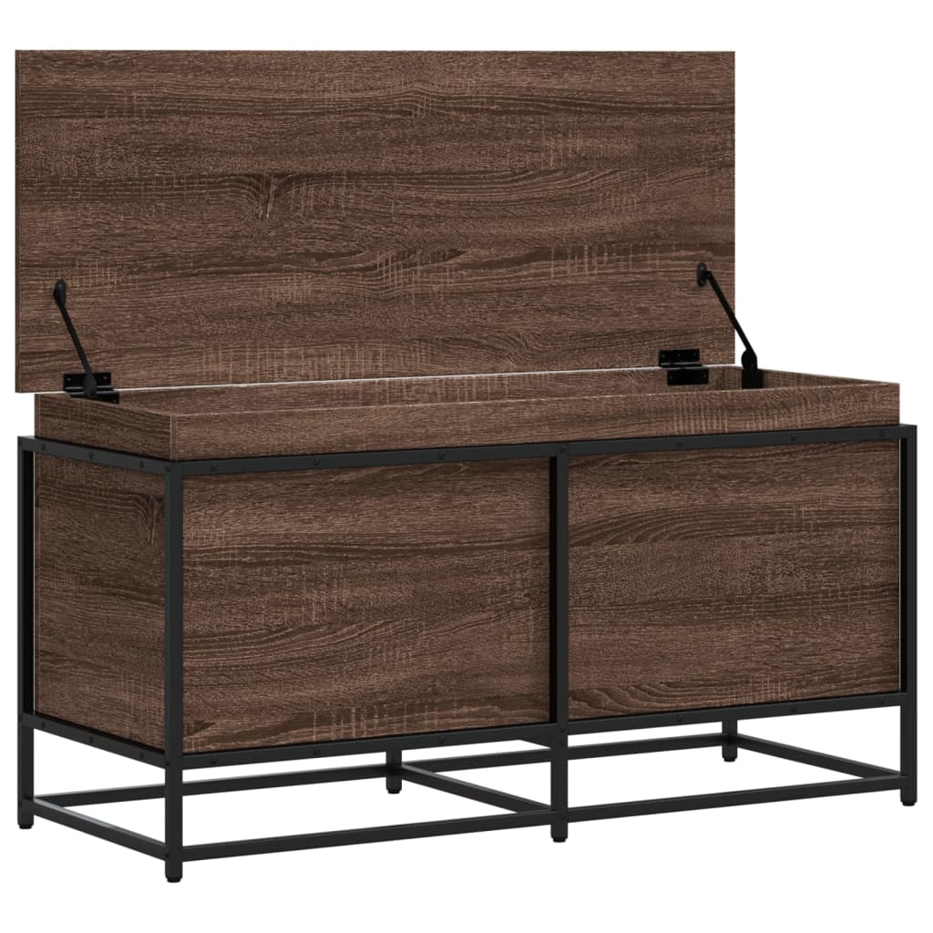 Opbergbox met deksel 100x40x51,5 cm bewerkt hout bruin eiken is nu te koop bij PeponiXL, paradijselijk wonen!