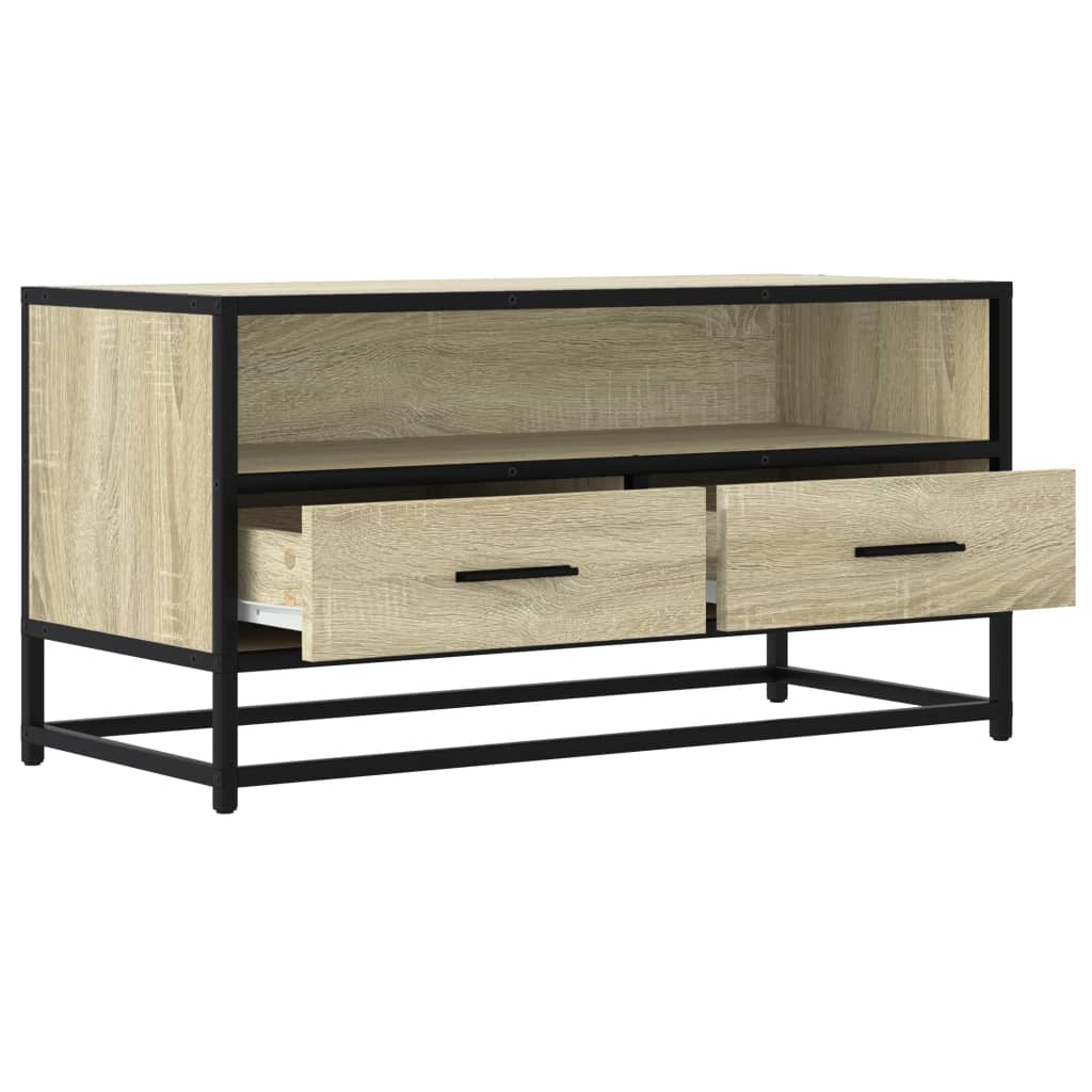 Tv-meubel 80x34,5x40 cm bewerkt hout metaal sonoma eikenkleurig is nu te koop bij PeponiXL, paradijselijk wonen!