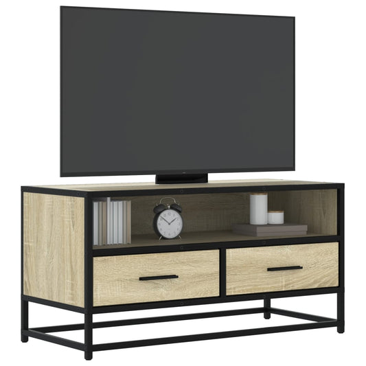 Tv-meubel 80x34,5x40 cm bewerkt hout metaal sonoma eikenkleurig is nu te koop bij PeponiXL, paradijselijk wonen!