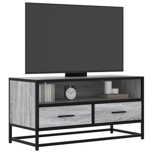 Tv-meubel 80x34,5x40 cm bewerkt hout metaal grijs sonoma eiken is nu te koop bij PeponiXL, paradijselijk wonen!