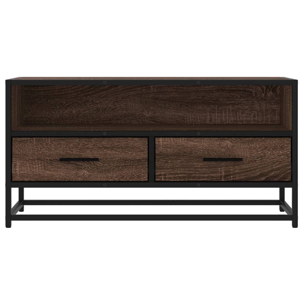 Tv-meubel 80x34,5x40 cm bewerkt hout metaal bruin eikenkleur is nu te koop bij PeponiXL, paradijselijk wonen!