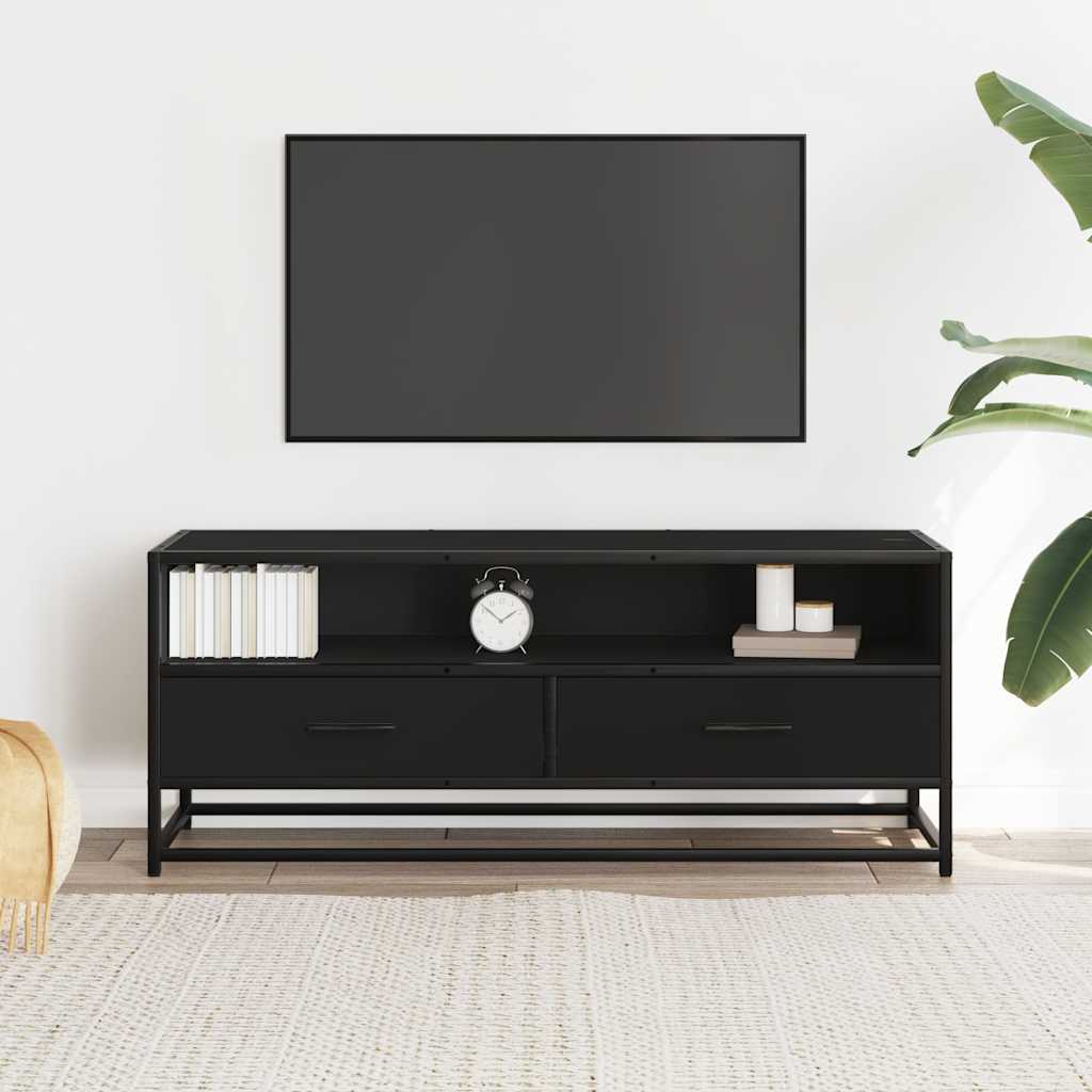Tv-meubel 100x34,5x40 cm bewerkt hout en metaal zwart is nu te koop bij PeponiXL, paradijselijk wonen!
