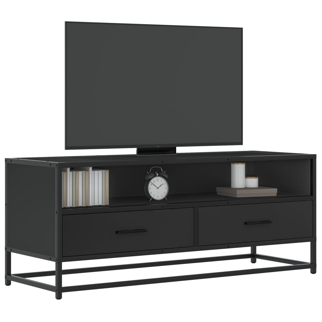 Tv-meubel 100x34,5x40 cm bewerkt hout en metaal zwart is nu te koop bij PeponiXL, paradijselijk wonen!