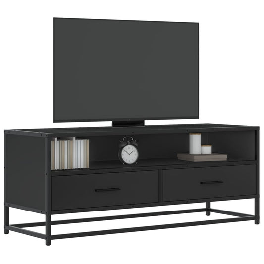 Tv-meubel 100x34,5x40 cm bewerkt hout en metaal zwart is nu te koop bij PeponiXL, paradijselijk wonen!