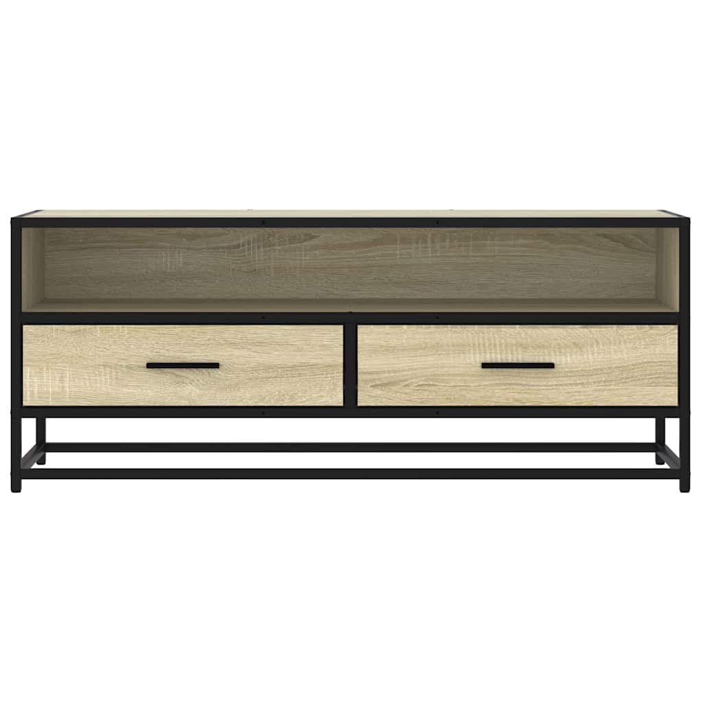 Tv-meubel 100x34,5x40cm bewerkt hout metaal sonoma eikenkleurig is nu te koop bij PeponiXL, paradijselijk wonen!
