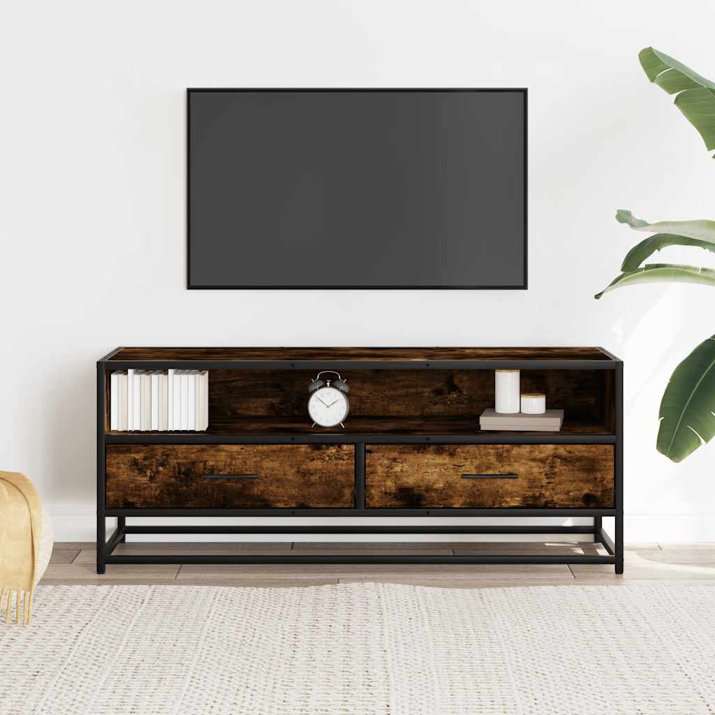 Tv-meubel 100x34,5x40 cm bewerkt hout metaal gerookt eikenkleur is nu te koop bij PeponiXL, paradijselijk wonen!