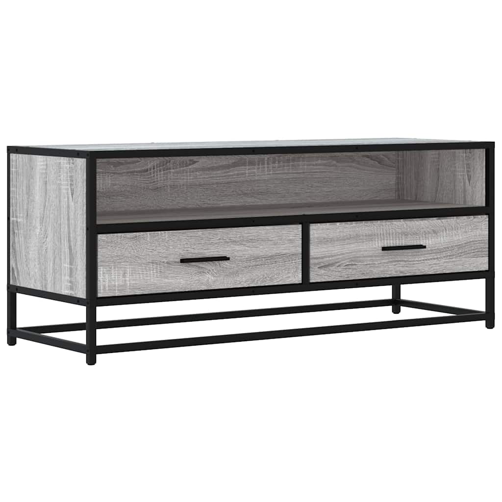 Tv-meubel 100x34,5x40 cm bewerkt hout metaal grijs sonoma eiken is nu te koop bij PeponiXL, paradijselijk wonen!