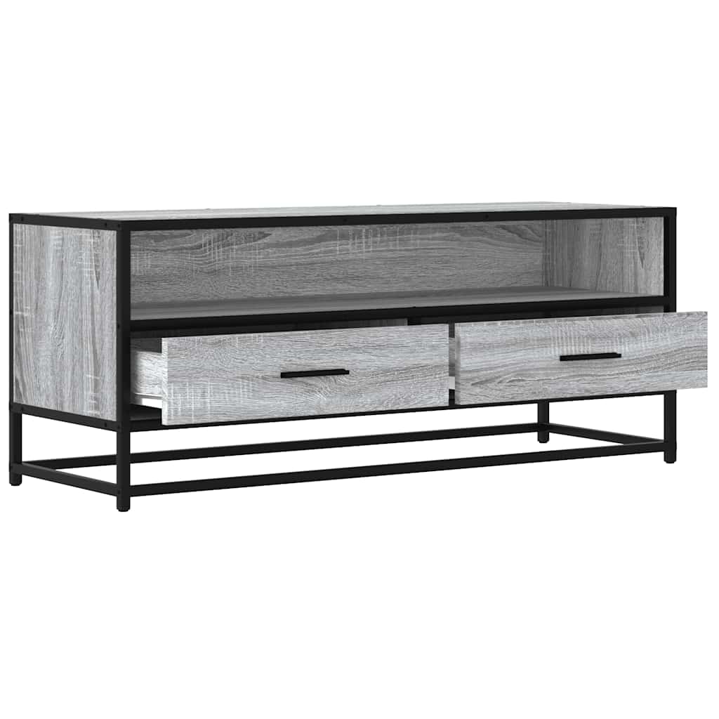 Tv-meubel 100x34,5x40 cm bewerkt hout metaal grijs sonoma eiken is nu te koop bij PeponiXL, paradijselijk wonen!