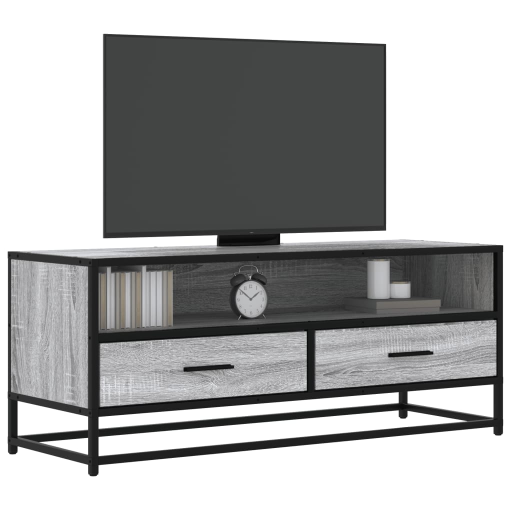 Tv-meubel 100x34,5x40 cm bewerkt hout metaal grijs sonoma eiken is nu te koop bij PeponiXL, paradijselijk wonen!