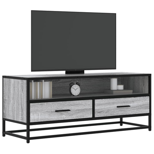 Tv-meubel 100x34,5x40 cm bewerkt hout metaal grijs sonoma eiken is nu te koop bij PeponiXL, paradijselijk wonen!