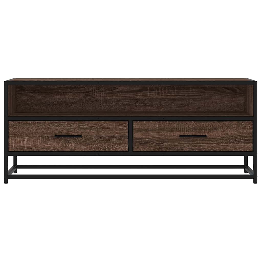Tv-meubel 100x34,5x40 cm bewerkt hout metaal bruin eikenkleur is nu te koop bij PeponiXL, paradijselijk wonen!