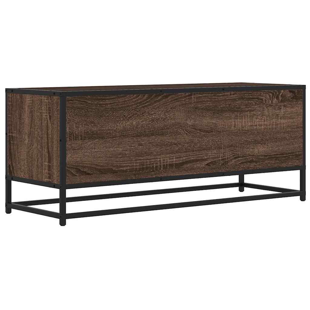 Tv-meubel 100x34,5x40 cm bewerkt hout metaal bruin eikenkleur is nu te koop bij PeponiXL, paradijselijk wonen!