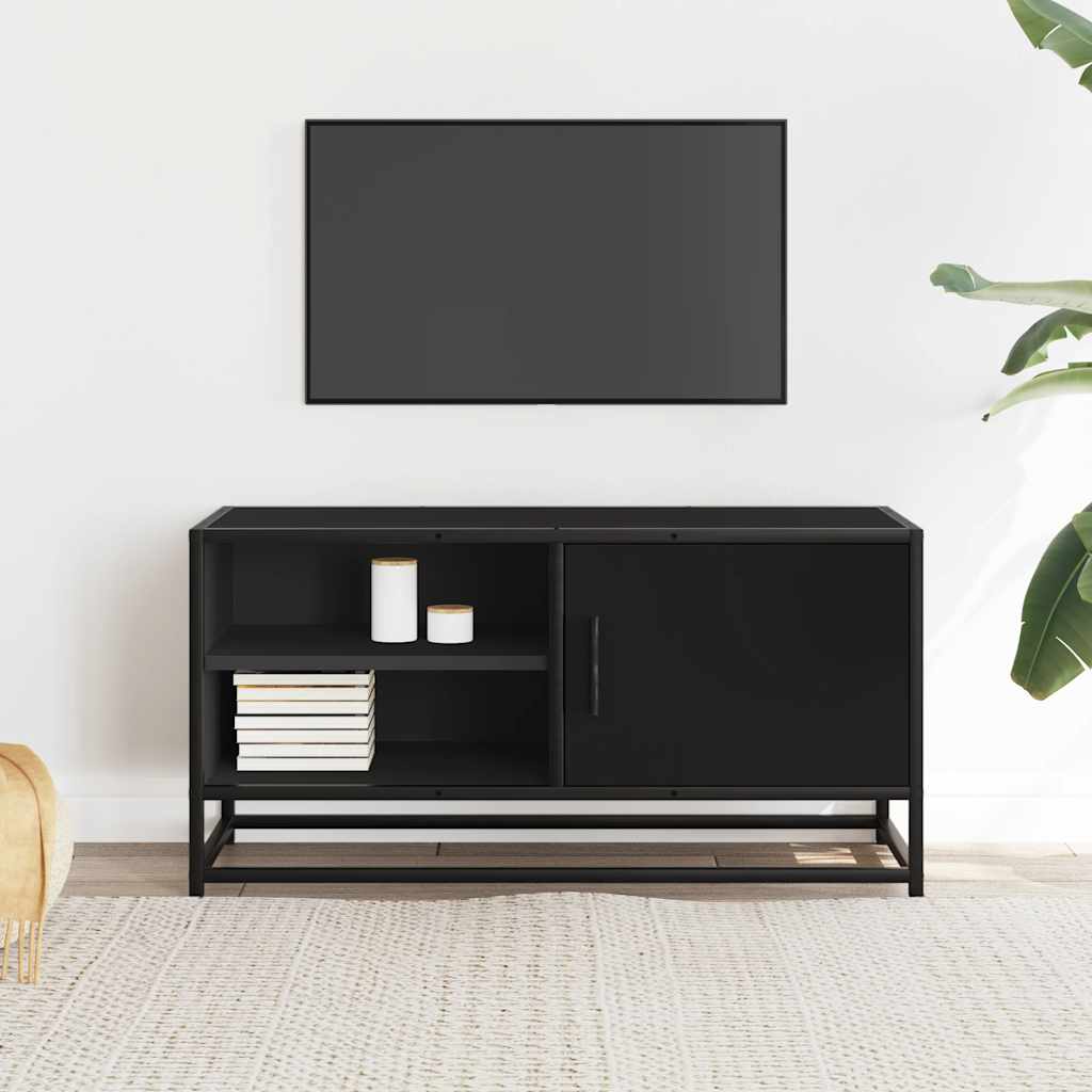 Tv-meubel 80x34,5x40 cm bewerkt hout en metaal zwart is nu te koop bij PeponiXL, paradijselijk wonen!