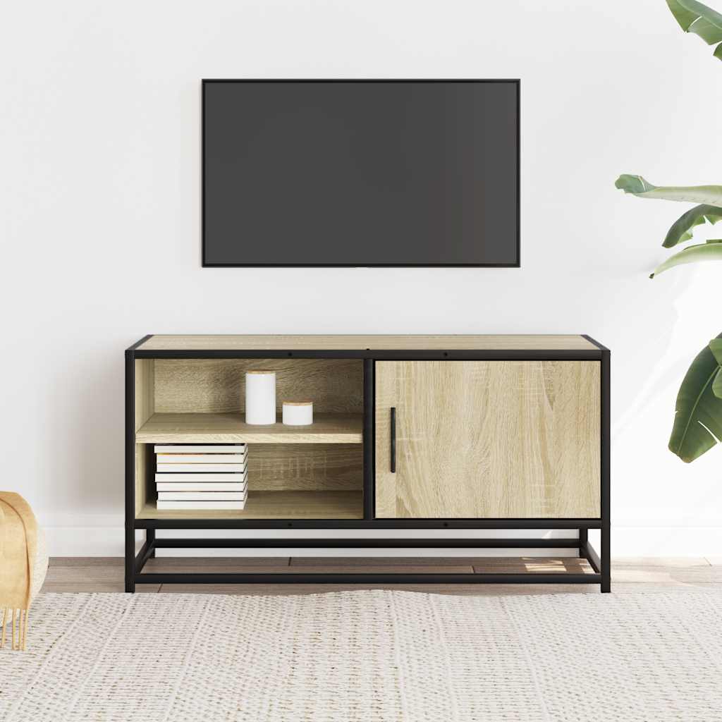 Tv-meubel 80x34,5x40 cm bewerkt hout metaal sonoma eikenkleurig is nu te koop bij PeponiXL, paradijselijk wonen!