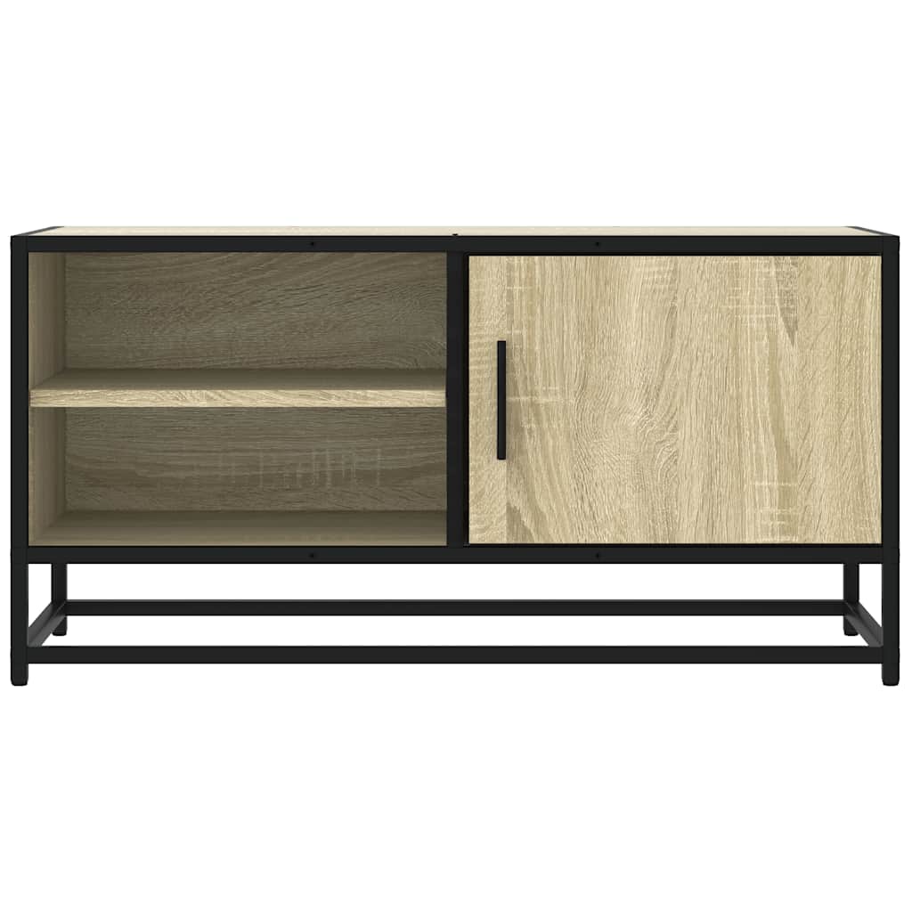 Tv-meubel 80x34,5x40 cm bewerkt hout metaal sonoma eikenkleurig is nu te koop bij PeponiXL, paradijselijk wonen!