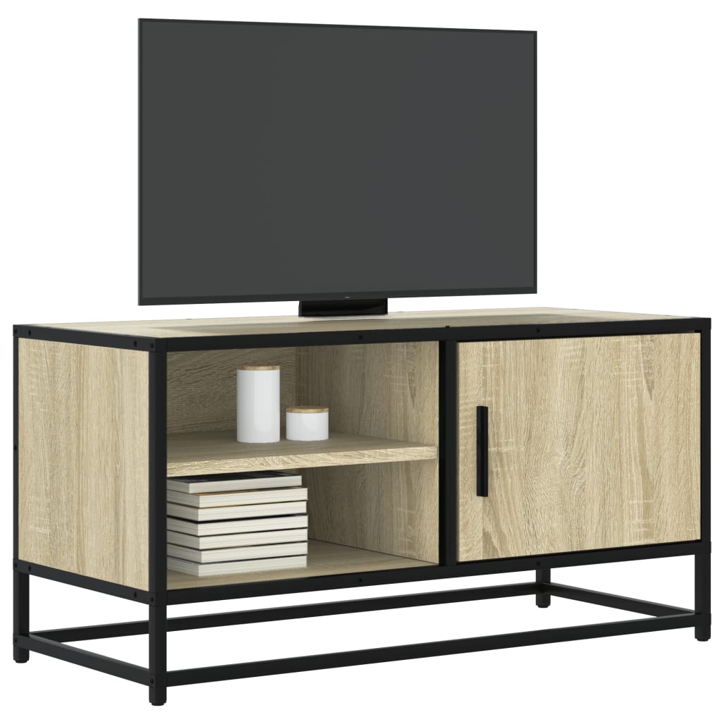 Tv-meubel 80x34,5x40 cm bewerkt hout metaal sonoma eikenkleurig is nu te koop bij PeponiXL, paradijselijk wonen!