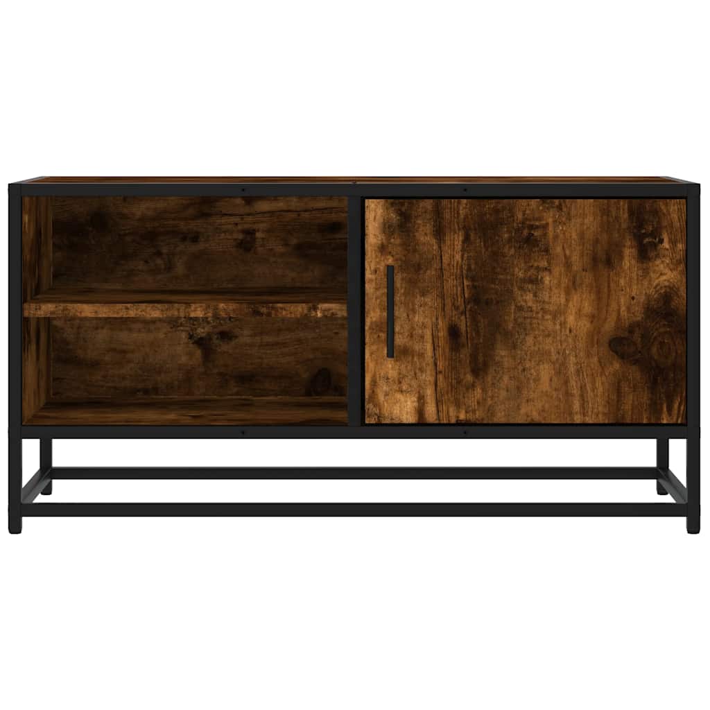 Tv-meubel 80x34,5x40cm bewerkt hout metaal gerookt eikenkleurig is nu te koop bij PeponiXL, paradijselijk wonen!