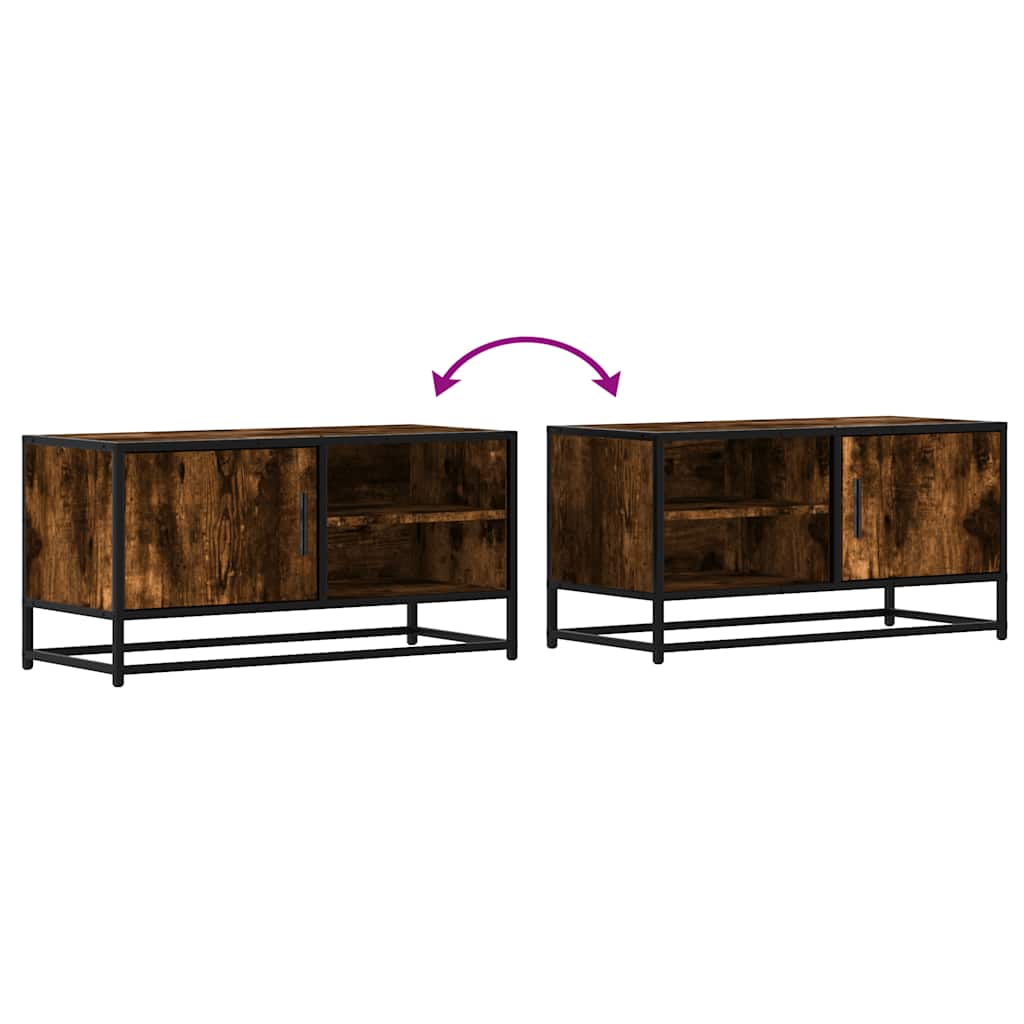 Tv-meubel 80x34,5x40cm bewerkt hout metaal gerookt eikenkleurig is nu te koop bij PeponiXL, paradijselijk wonen!