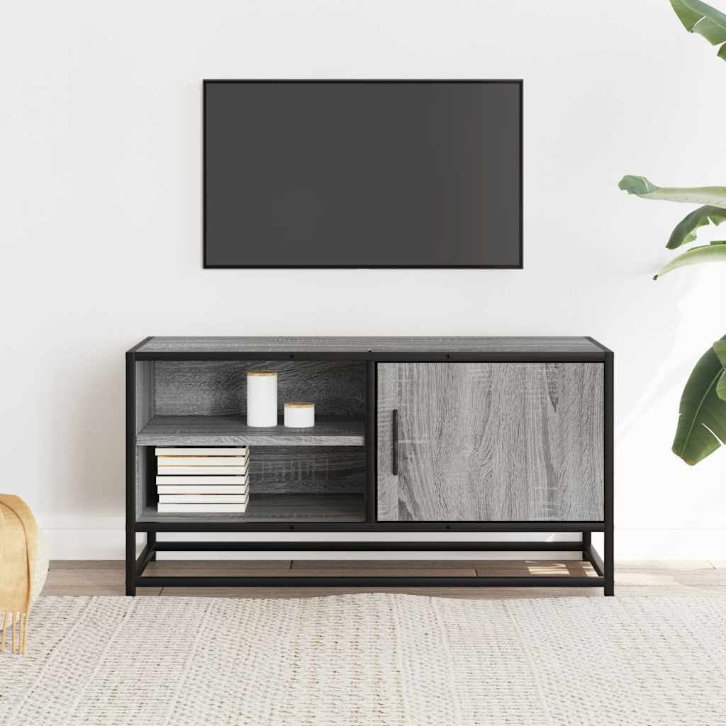 Tv-meubel 80x34,5x40 cm bewerkt hout metaal grijs sonoma eiken is nu te koop bij PeponiXL, paradijselijk wonen!