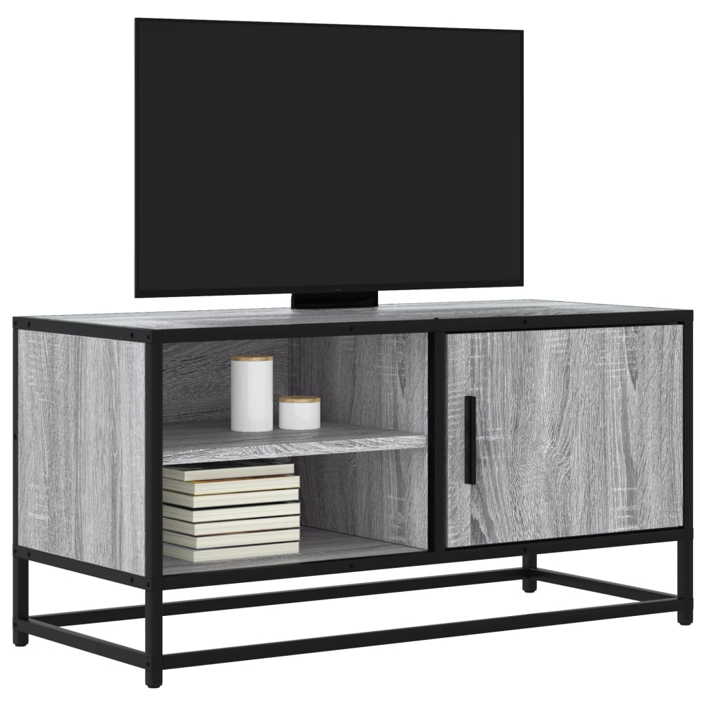 Tv-meubel 80x34,5x40 cm bewerkt hout metaal grijs sonoma eiken is nu te koop bij PeponiXL, paradijselijk wonen!
