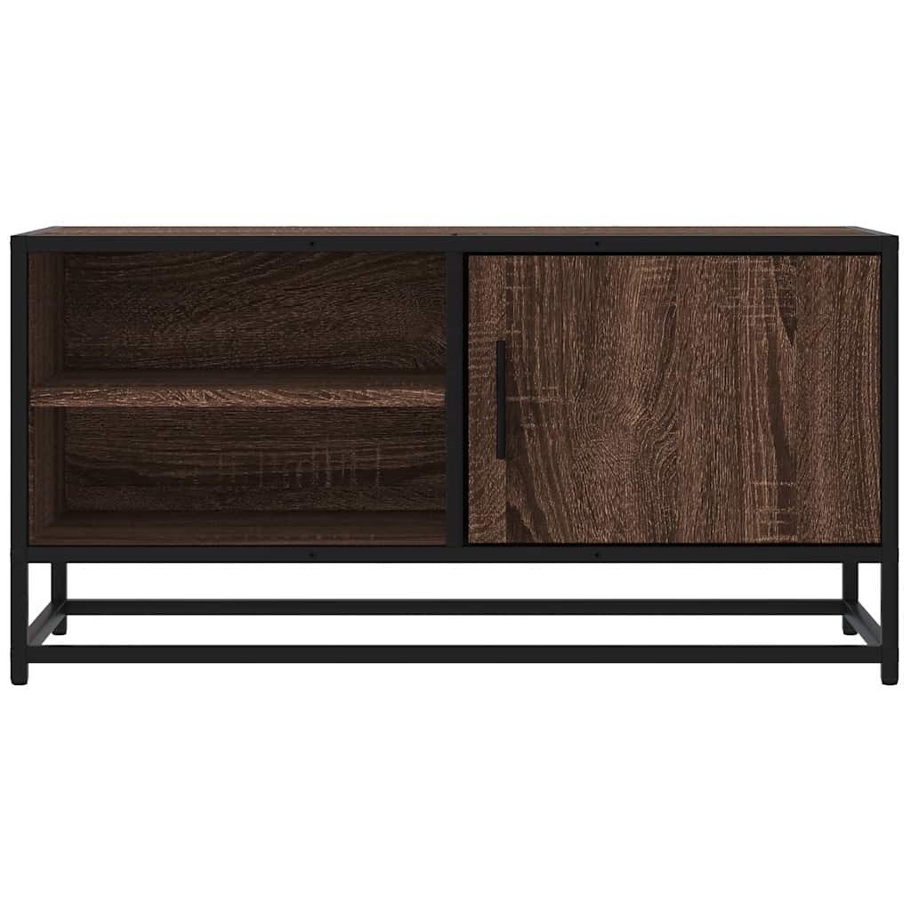 Tv-meubel 80x34,5x40 cm bewerkt hout metaal bruin eikenkleur is nu te koop bij PeponiXL, paradijselijk wonen!
