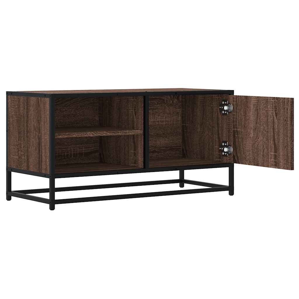 Tv-meubel 80x34,5x40 cm bewerkt hout metaal bruin eikenkleur is nu te koop bij PeponiXL, paradijselijk wonen!