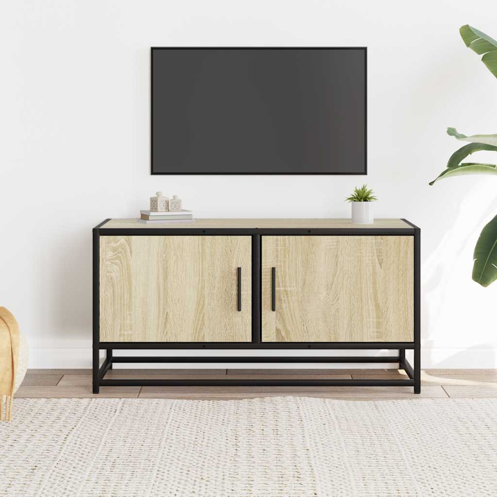 Tv-meubel 80x34,5x40 cm bewerkt hout metaal sonoma eikenkleurig is nu te koop bij PeponiXL, paradijselijk wonen!