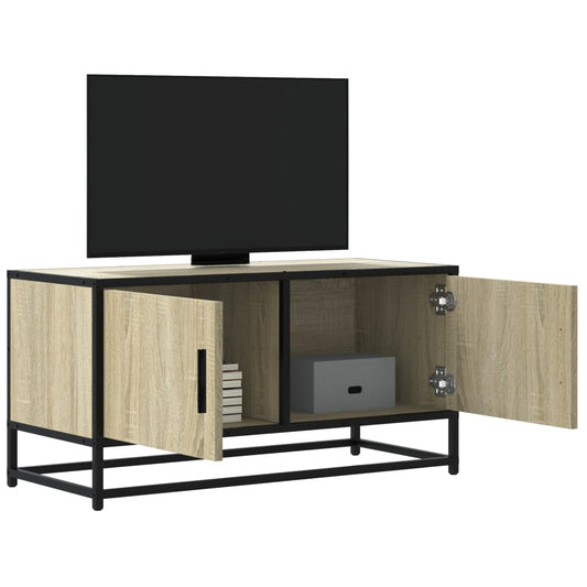 Tv-meubel 80x34,5x40 cm bewerkt hout metaal sonoma eikenkleurig is nu te koop bij PeponiXL, paradijselijk wonen!