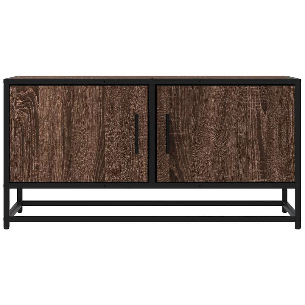 Tv-meubel 80x34,5x40 cm bewerkt hout metaal bruin eikenkleur is nu te koop bij PeponiXL, paradijselijk wonen!