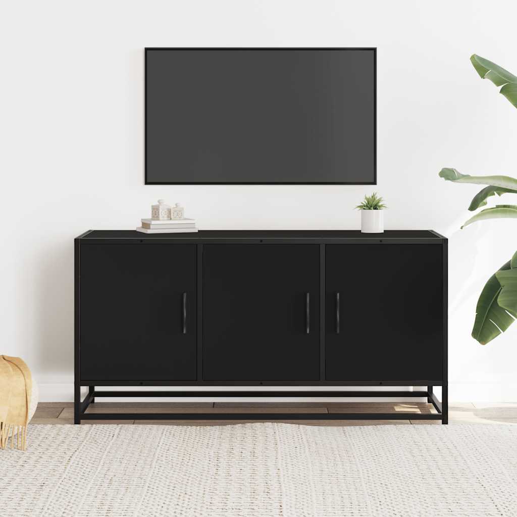Tv-meubel 100x35x50 cm bewerkt hout en metaal zwart is nu te koop bij PeponiXL, paradijselijk wonen!