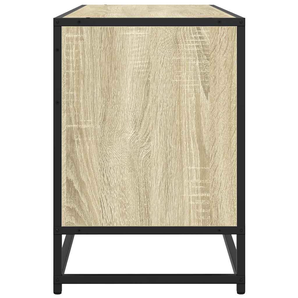 Tv-meubel 100x35x50 cm bewerkt hout metaal sonoma eikenkleurig is nu te koop bij PeponiXL, paradijselijk wonen!