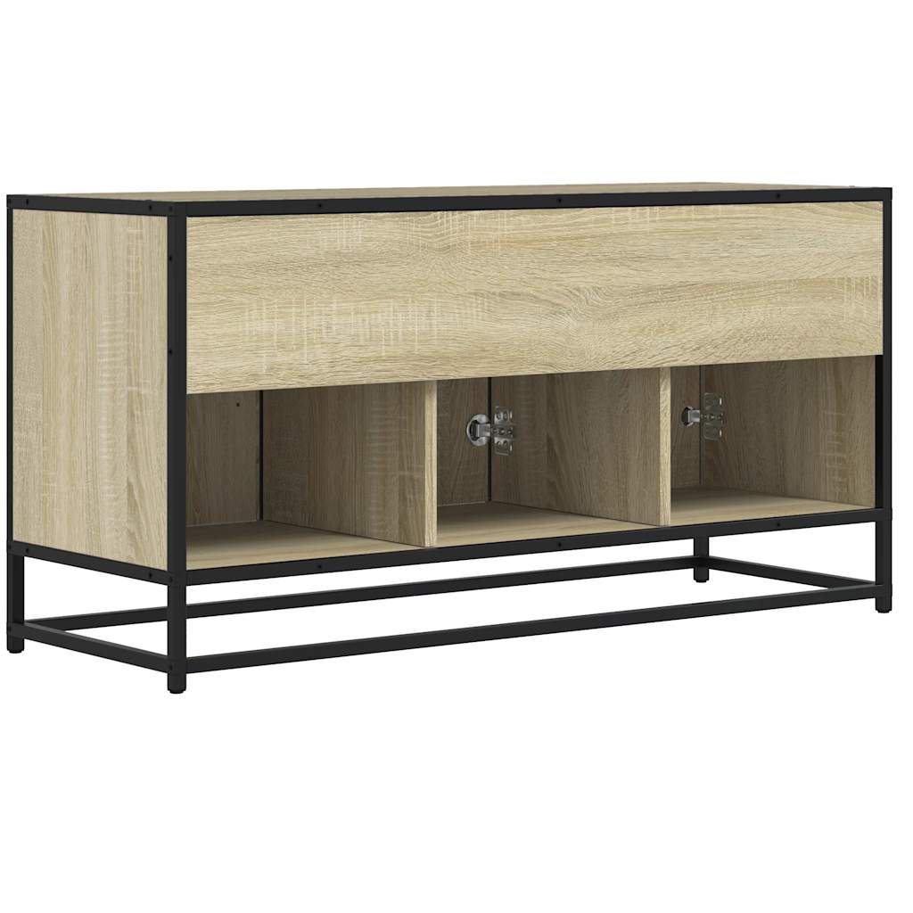 Tv-meubel 100x35x50 cm bewerkt hout metaal sonoma eikenkleurig is nu te koop bij PeponiXL, paradijselijk wonen!