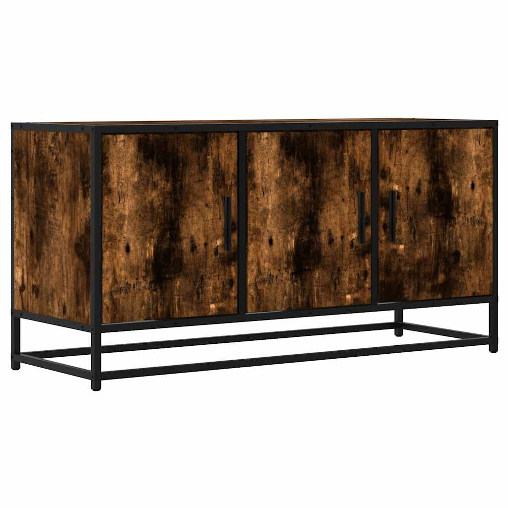 Tv-meubel 100x35x50 cm bewerkt hout metaal gerookt eikenkleurig is nu te koop bij PeponiXL, paradijselijk wonen!