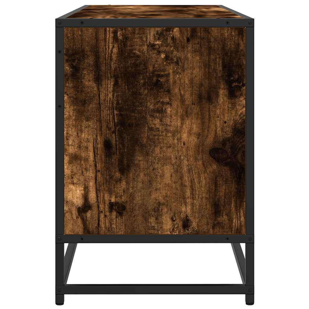 Tv-meubel 100x35x50 cm bewerkt hout metaal gerookt eikenkleurig is nu te koop bij PeponiXL, paradijselijk wonen!