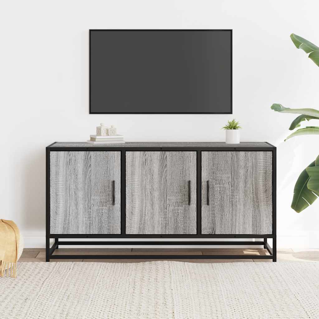 Tv-meubel 100x35x50 cm bewerkt hout metaal grijs sonoma eiken is nu te koop bij PeponiXL, paradijselijk wonen!