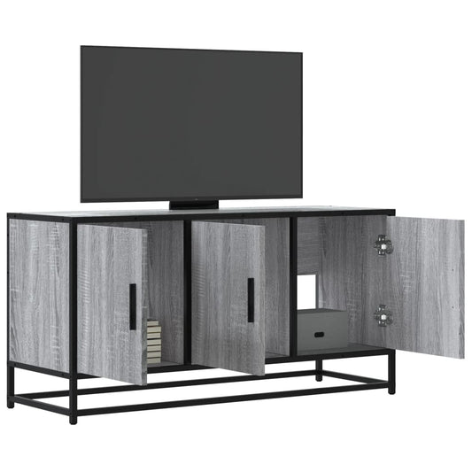 Tv-meubel 100x35x50 cm bewerkt hout metaal grijs sonoma eiken is nu te koop bij PeponiXL, paradijselijk wonen!