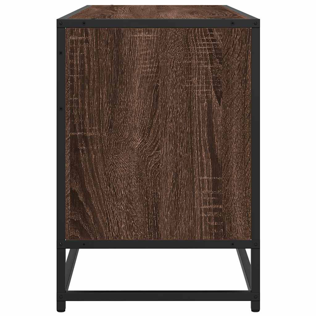 Tv-meubel 100x35x50 cm bewerkt hout metaal bruin eikenkleur is nu te koop bij PeponiXL, paradijselijk wonen!