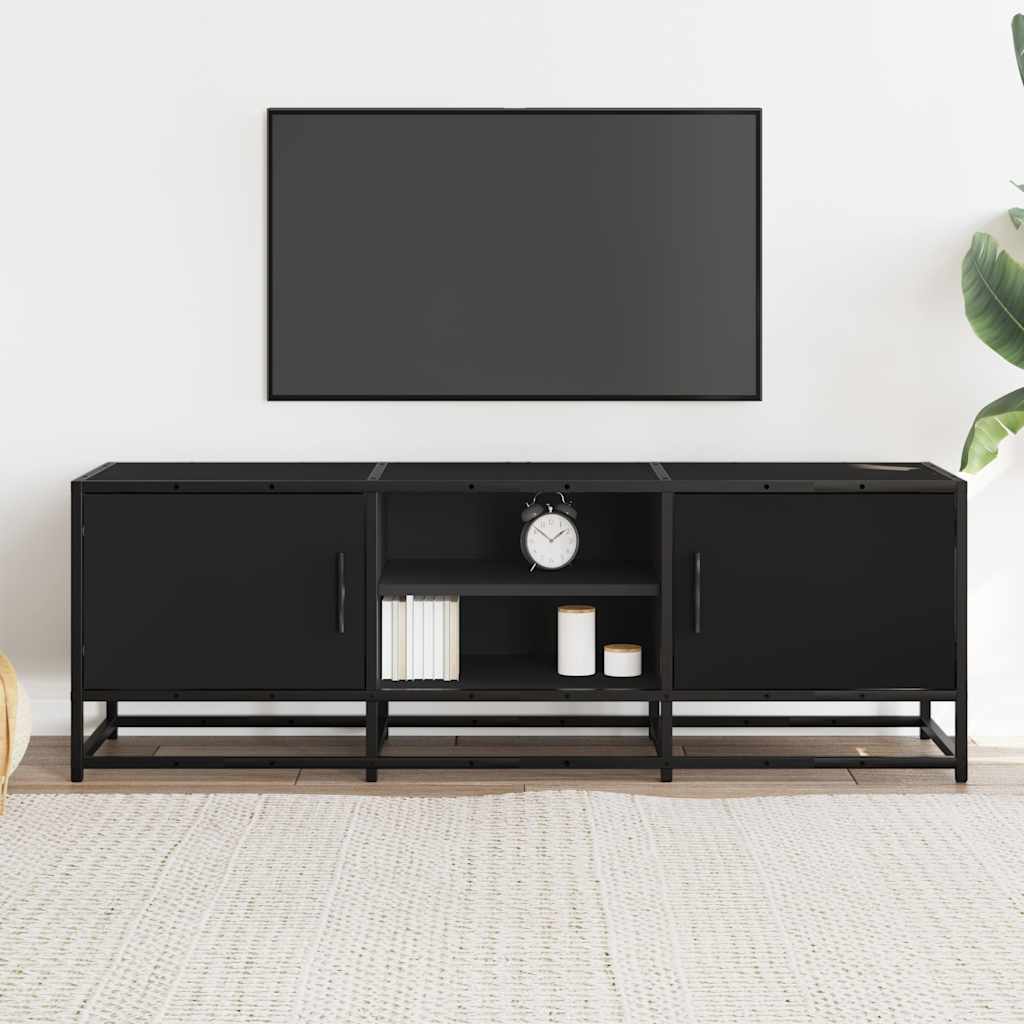 Tv-meubel 120x35x41 cm bewerkt hout en metaal zwart is nu te koop bij PeponiXL, paradijselijk wonen!