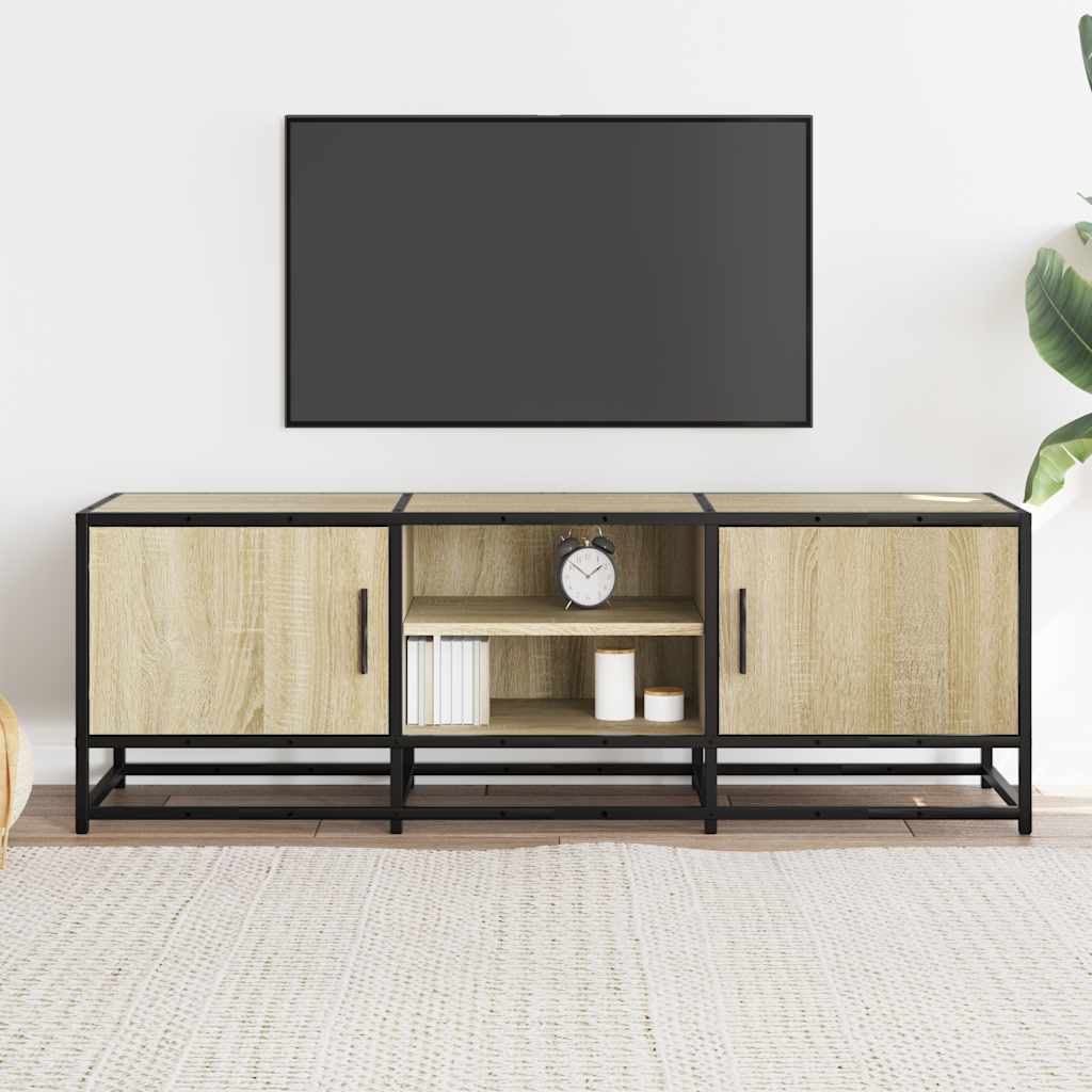 Tv-meubel 120x35x41 cm bewerkt hout metaal sonoma eikenkleurig is nu te koop bij PeponiXL, paradijselijk wonen!
